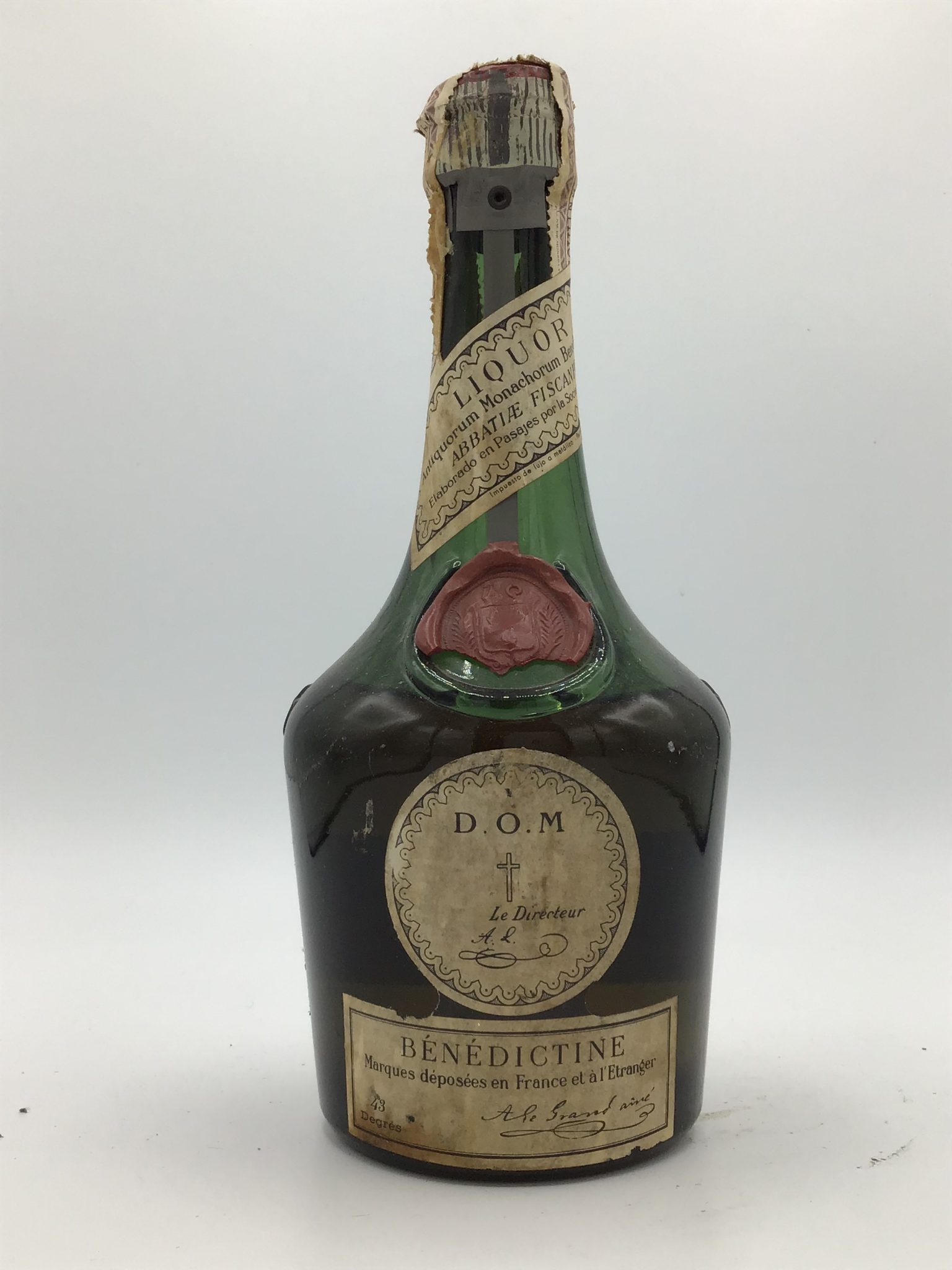 1960 Half Bottle Bénédictine Liqueur D.O.M Le Directeur Old Liquor Store